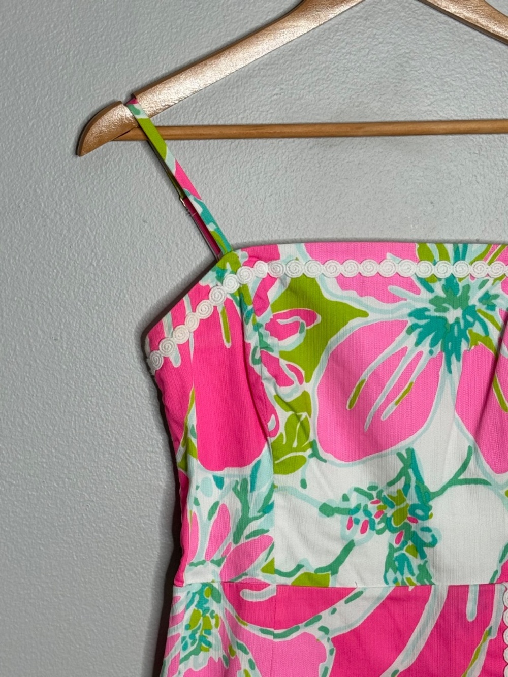 Lilly Pulitzer Jesse Skort Romper Dress Cotton Pink Green Floral Straps Sz 2 - Picture 4 of 16